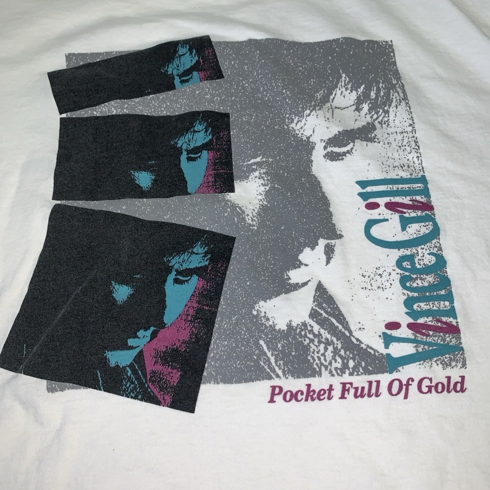 Vintage Vince Gill Pocket Full Of Gold Tour T Shirt XL Single Stitch 1991 Double